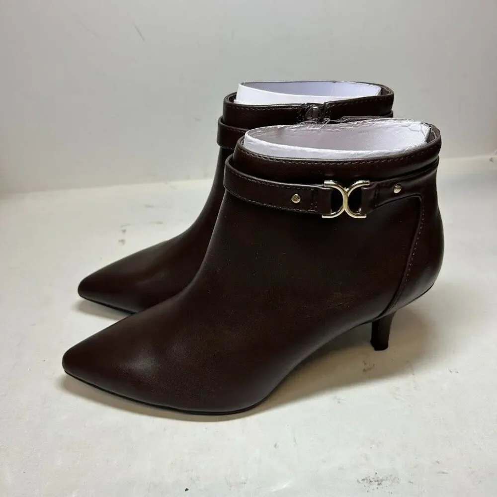 Charter Club Womens 8 M Brown Faux Leather Ulyssa Zip Up Booties NIB RZ3